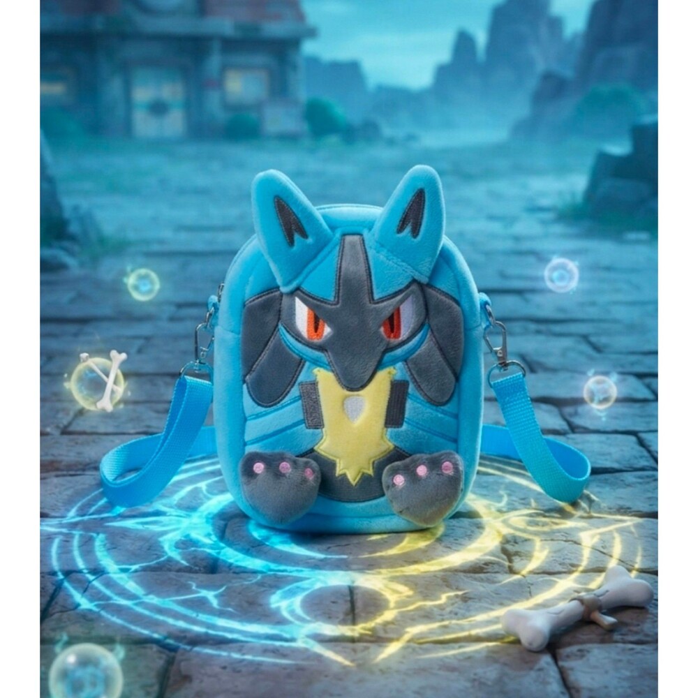 Pokémon Lucario Plush Crossbody Bag Clear Pocket Purse
